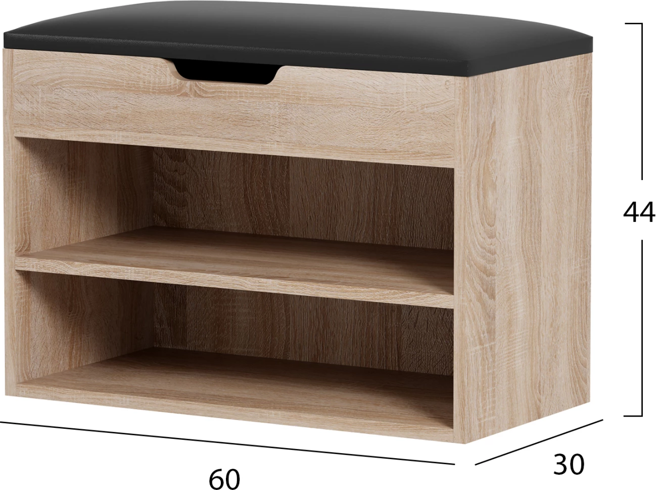 Stojalo za čevlje z sedežem ROMIR FH2477.01 iz melamina v sonoma-rjavi barvi 60x30x44H cm