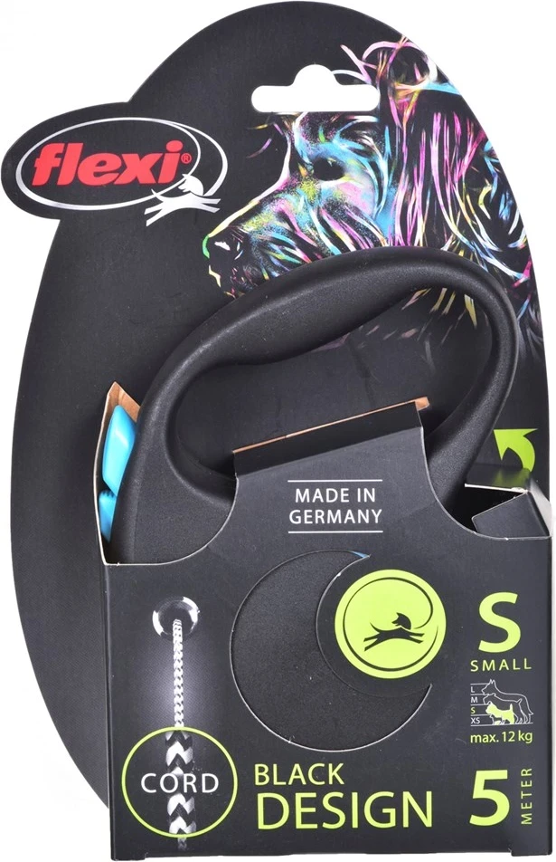 Vlečka za psa Flexi, zložljiva 5 m, črna