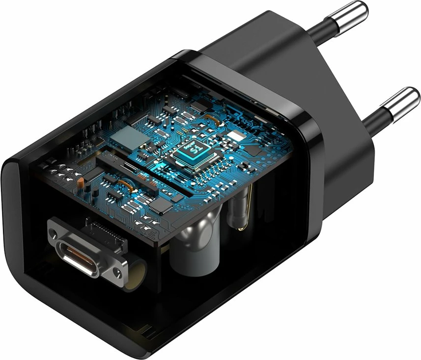 Stenski polnilec, 25 W, USB Type-C, črn, Baseus Super Si 1C