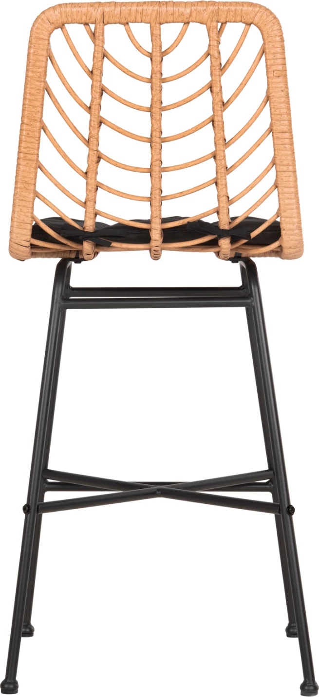 Barski stol srednje višine GERALD FH5707.11 kovina in blazina v črni barvi - pletenje v bež 47x47x101H cm