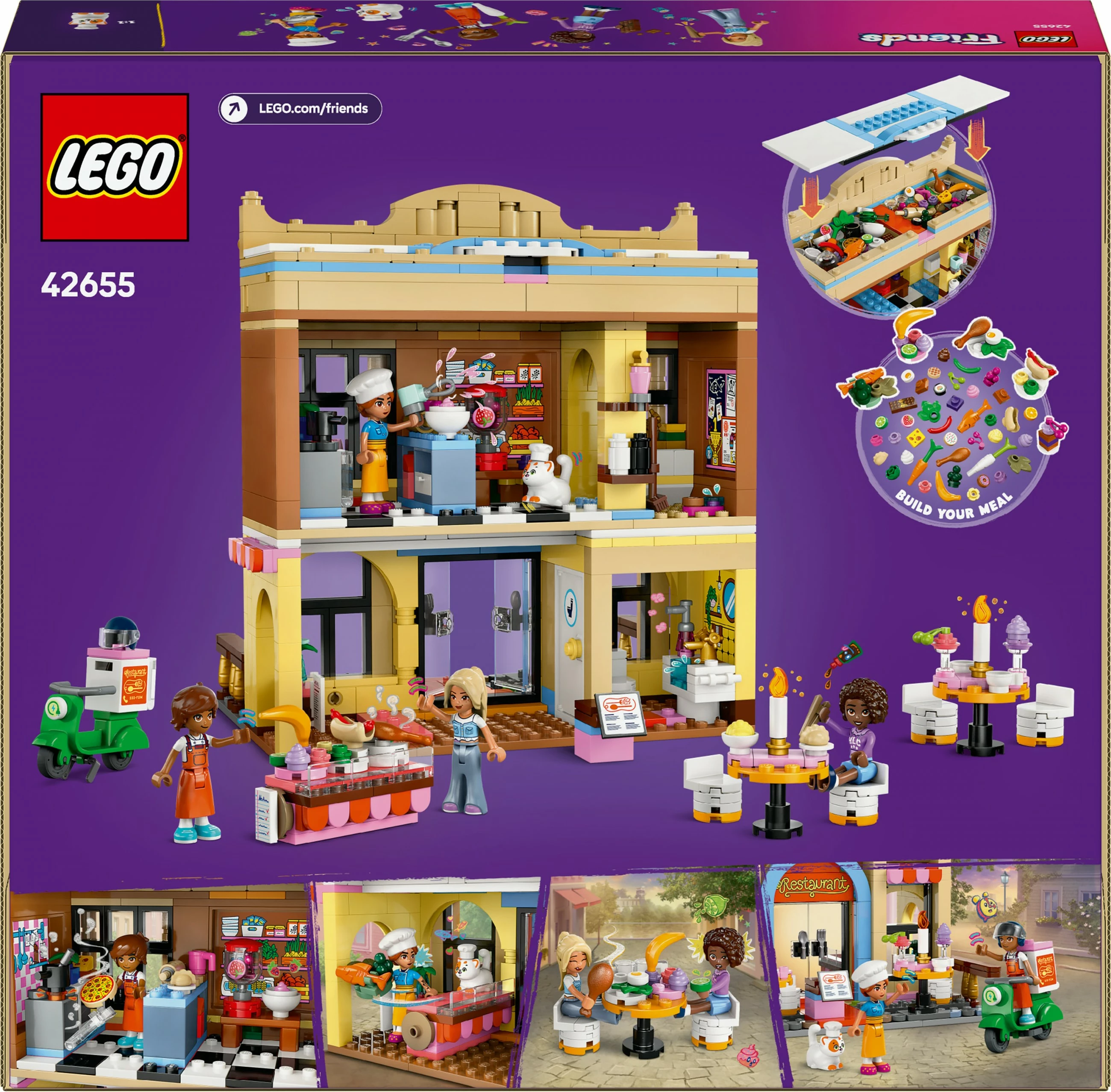 Restavracija in kuharska šola LEGO Friends 42655, 896 kosov, pisano