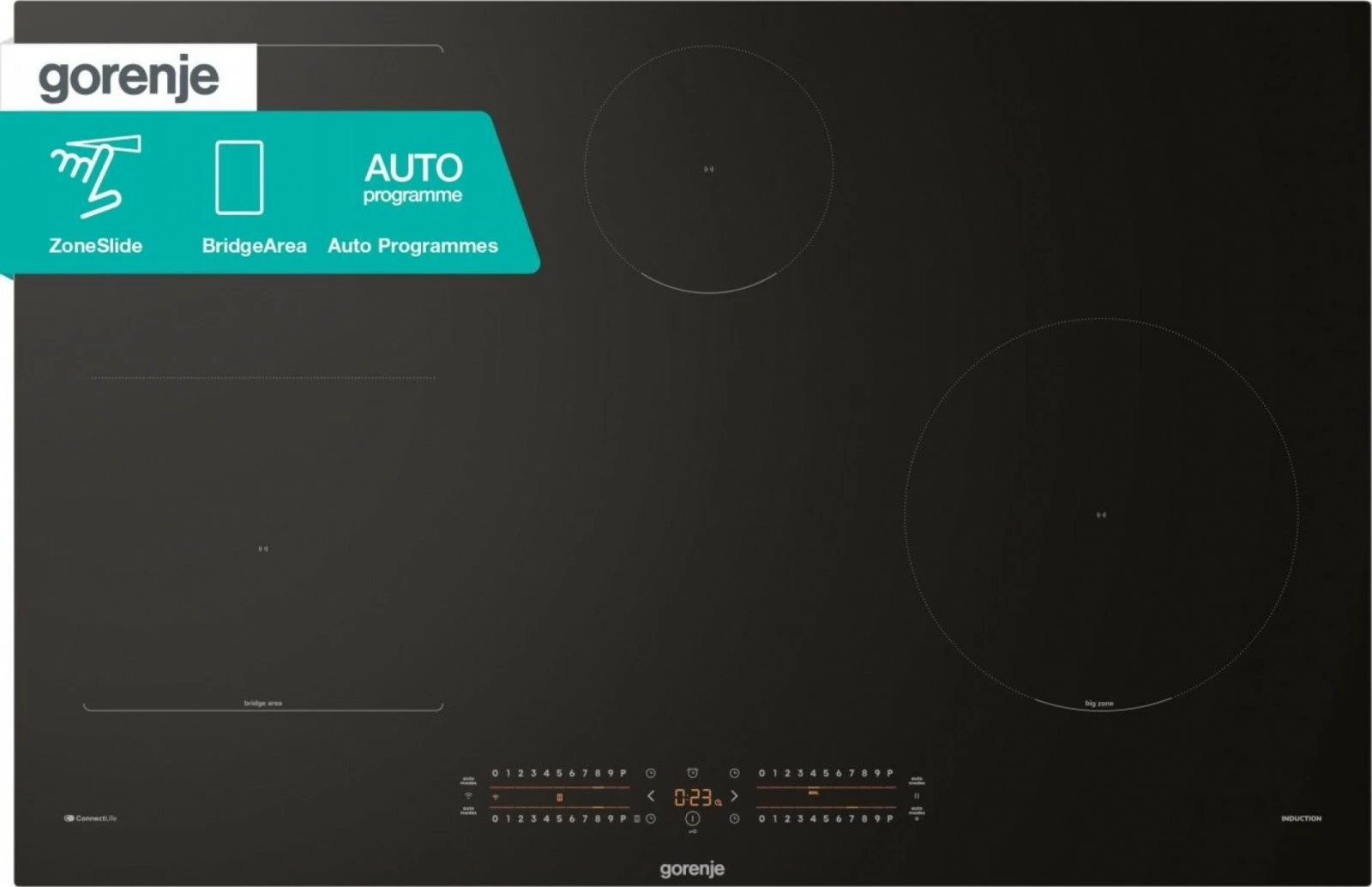 Indukcijska kuhalna plošča Gorenje GI8432BSCWF, 4 kuhališča, črna