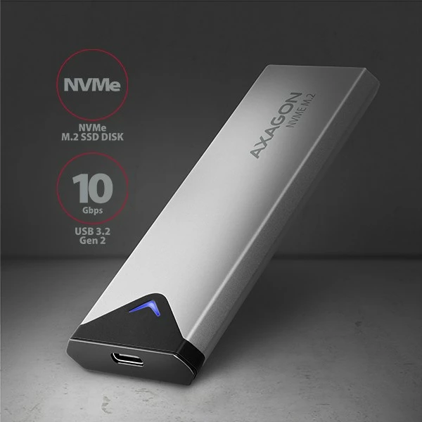 Zunanji računalniško ohišje za NVMe M.2 SSD, USB-C 3.2 Gen 2, 42–80 mm, srebrno/črno — AXAGON EEM2-UG2 Zunanji računalniško ohišje za NVMe M.2 SSD, USB-C 3.2 Gen 2, 42–80 mm, srebrno/črno — AXAGON EEM2-UG2