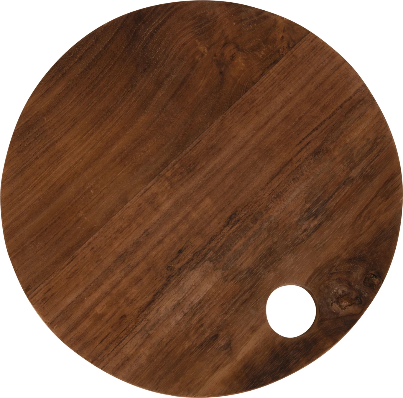 Okrogla deska za rezanje za kuhinjo FH4291 iz tikovine v naravni barvi s luknjo za obešanje Φ23x2Hcm