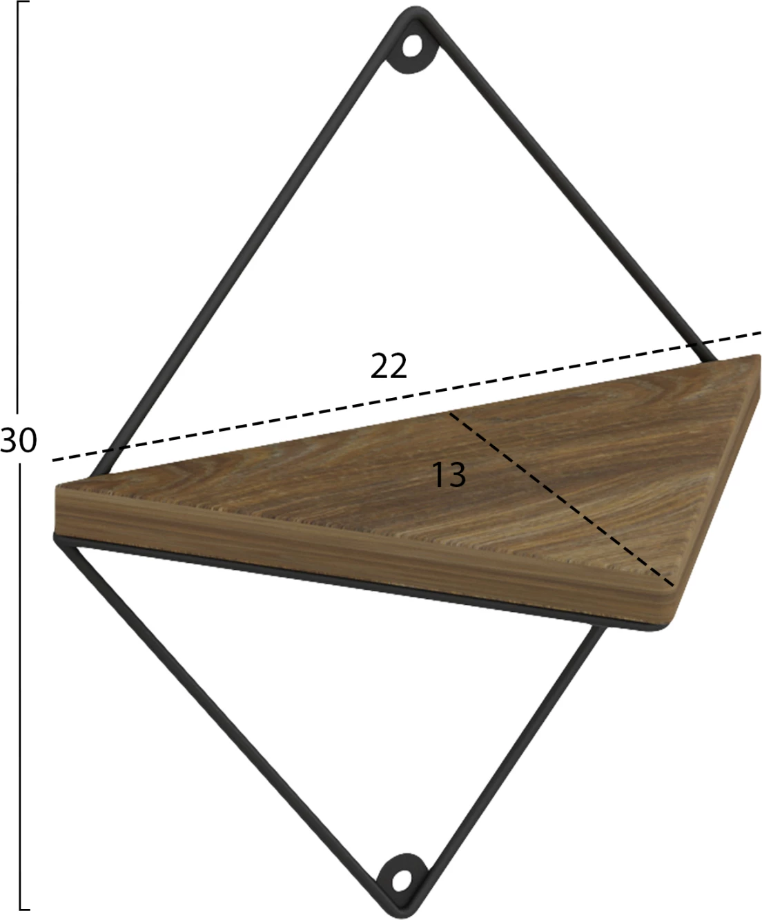 Stenske police 2-delni set EVERLEIGH FH8951.11 črna kovina-melamin v naravni barvi 22x13x30Hcm