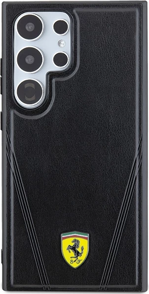 Zaščitni ovitek Ferrari Hot Stamp V Lines MagSafe za Samsung Galaxy S24 Ultra, črn