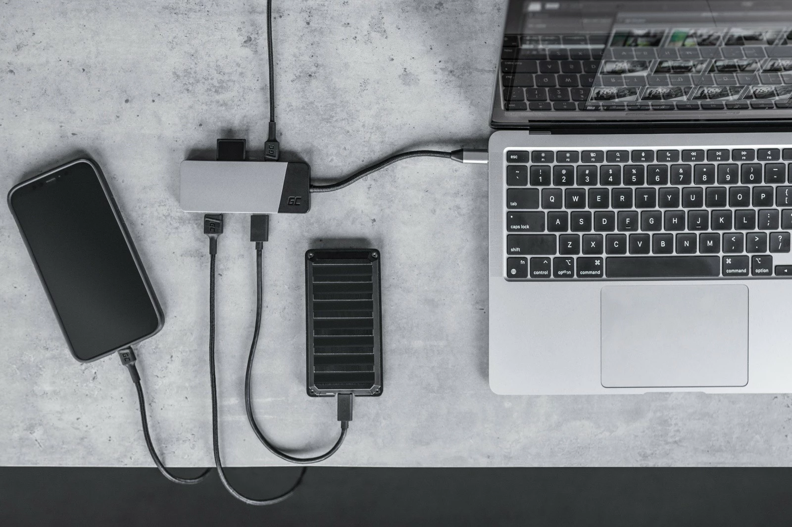 Hub adapter z 3x USB 3.1, HDMI 4K 60Hz, USB-C PD 85W, Green Cell HUBGC01, črno/srebrn