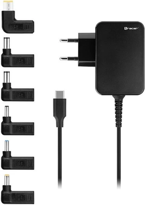 Univerzalni napajalnik 65W 7-v-1 z USB-C in 6 zamenljivimi konektorji, Tracer Prime, črn