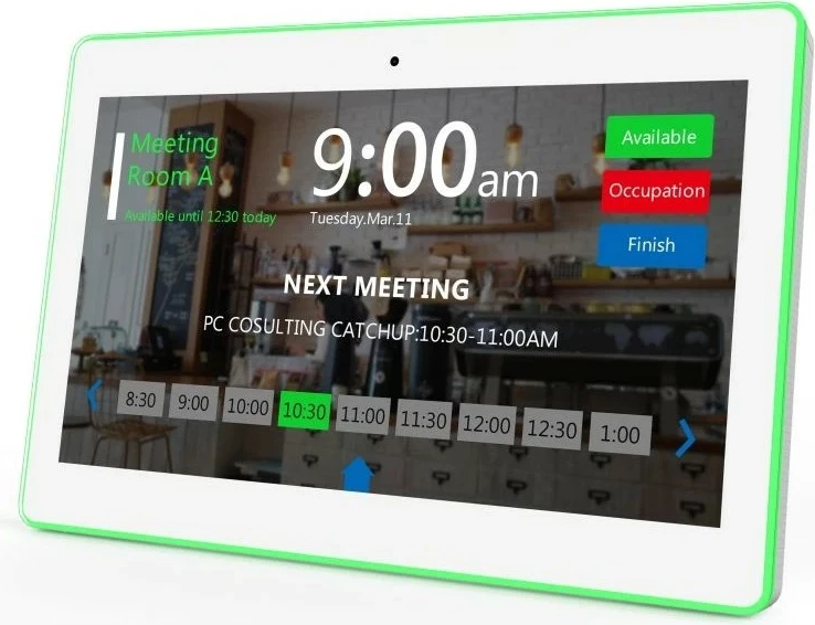 Tablica za upravljanje sestankov ALLNET Meetingraum RGB LED 15 palcev RK3399 Android 10 NFC/RFID bela Tablica za upravljanje sestankov ALLNET Meetingraum RGB LED 15 palcev RK3399 Android 10 NFC/RFID bela