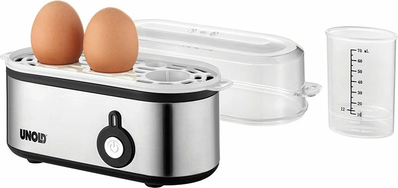 Zjerjalnik za jajca UNOLD 38610, 3 jajca, inox/plastika, alarm, črn