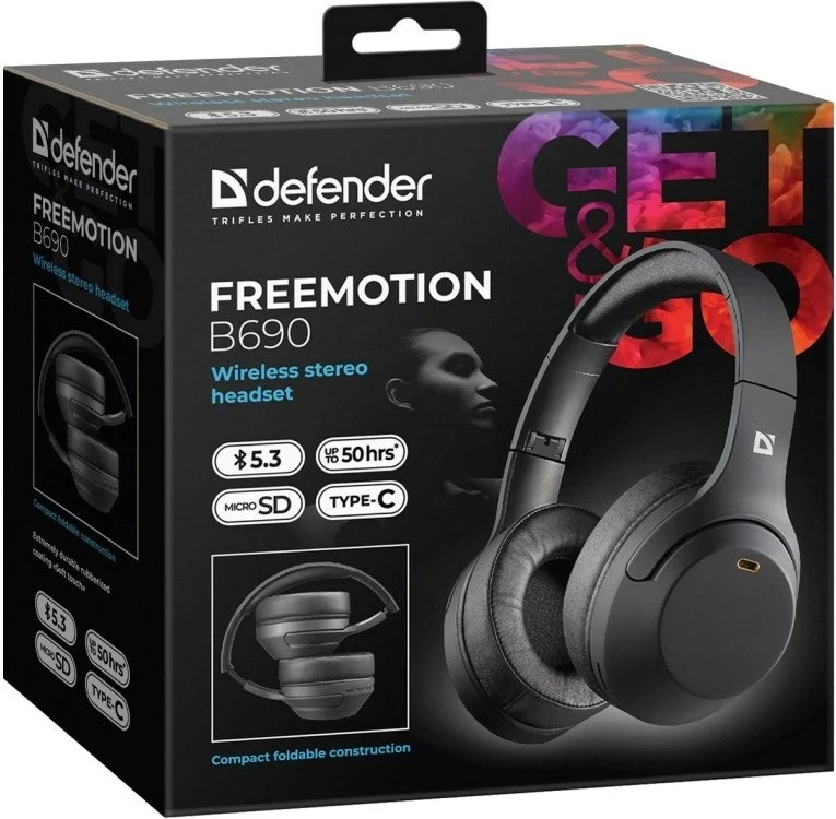 Brezžične slušalke Defender Freemotion B690, črne