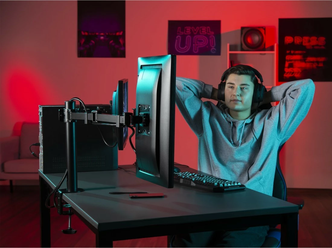 Nosilec za monitor za mizo, 2 roki, 13–35 in, črn Hama 118494