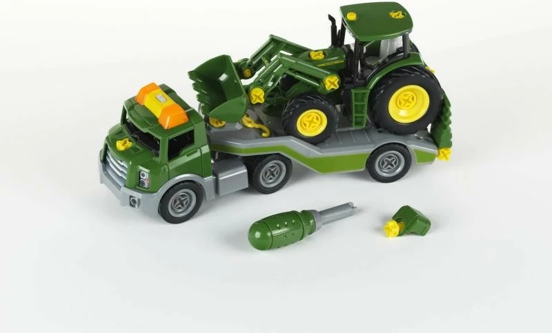 Igračni set: traktor s prikolico, John Deere Klein 3908, plastika, zelen/rumen/siv