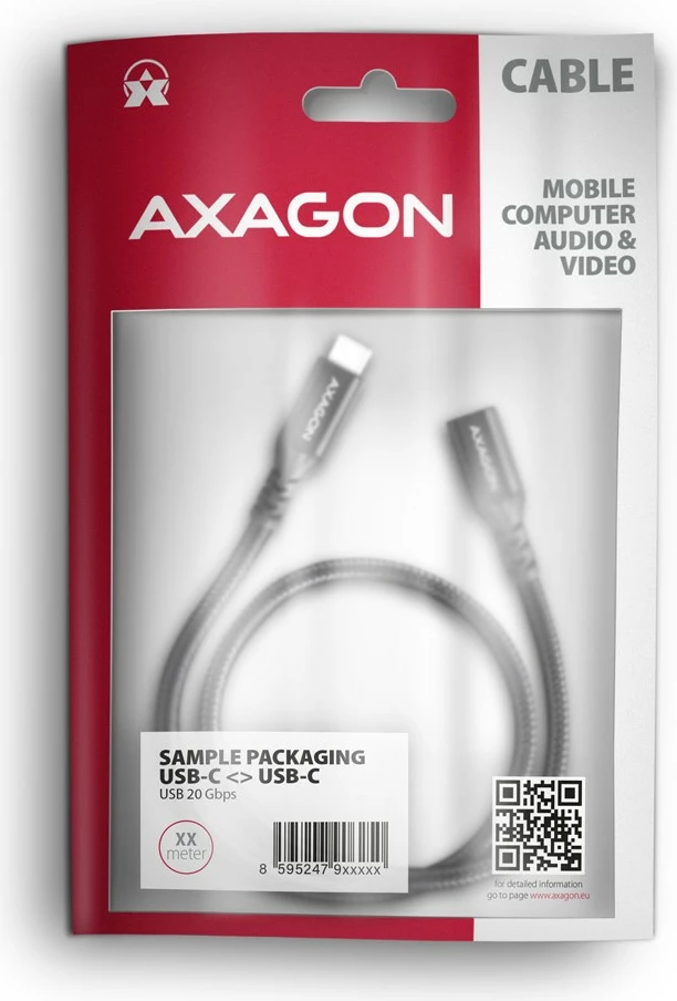 Podaljšek USB-C AXAGON BUCM32-CF05AB, 0,5 m, 20Gbps, 240W, črn Podaljšek USB-C AXAGON BUCM32-CF05AB, 0,5 m, 20Gbps, 240W, črn