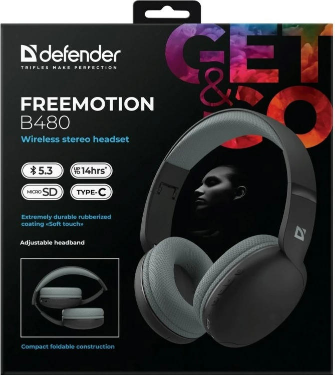 Brezžične slušalke Defender Freemotion B480, Bluetooth, črne