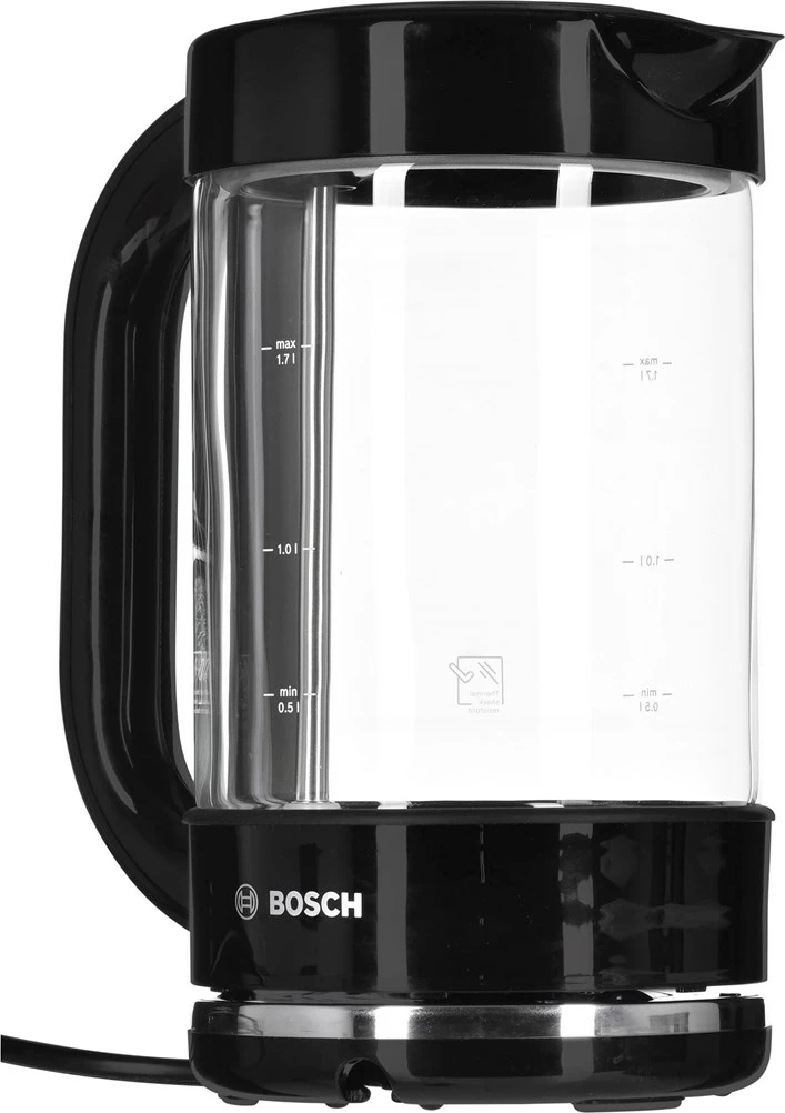Električni kuhalnik vode, Bosch TWK70B03, 1,7 L, 2400 W, črn/ prozoren Električni kuhalnik vode, Bosch TWK70B03, 1,7 L, 2400 W, črn/ prozoren