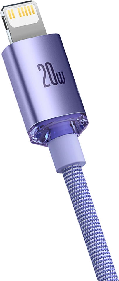 Kabel Baseus Crystal Shine Series CAJY000305, 2 m, Lightning v USB-C, 20 W, vijoličen