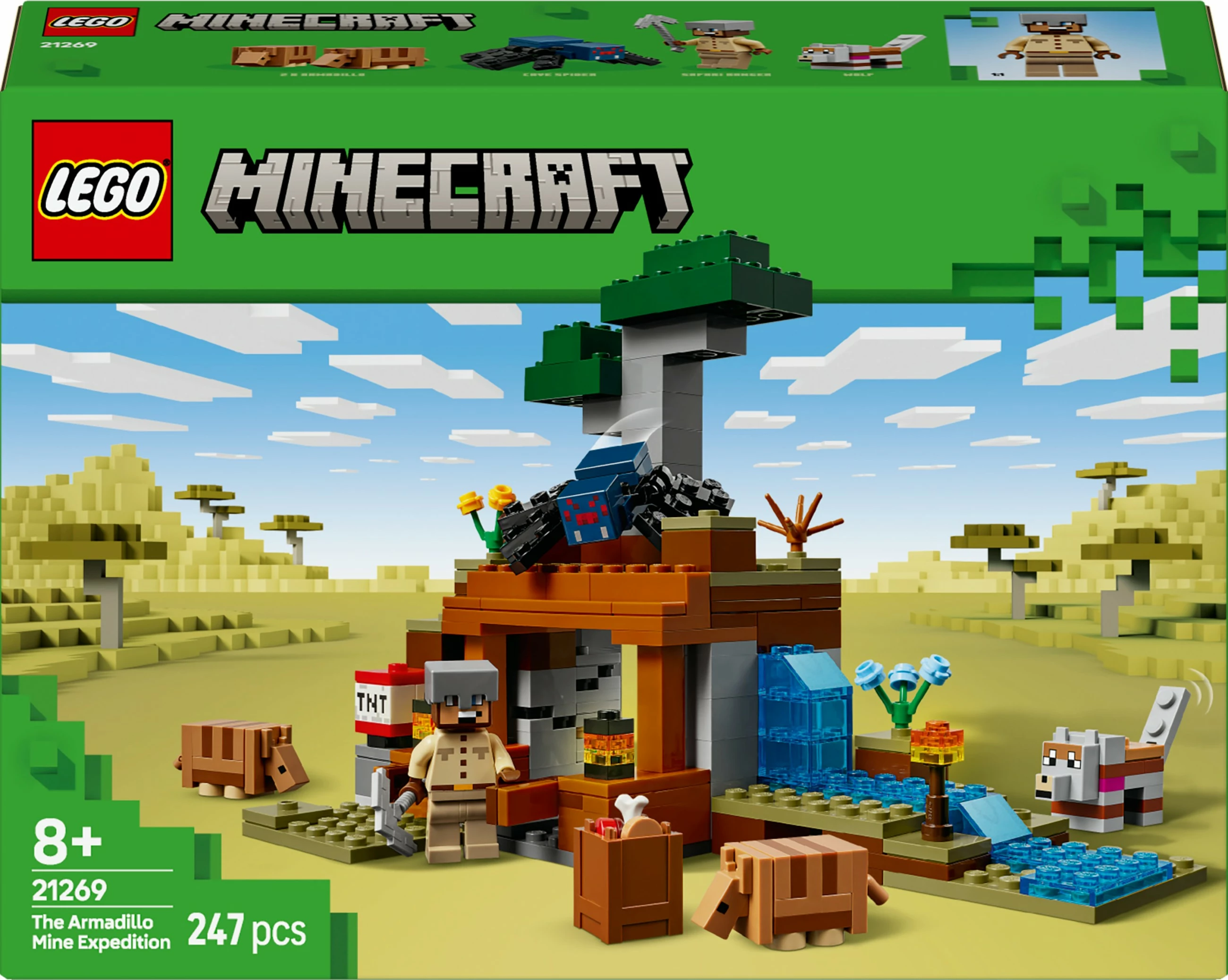 Set gradnje Minecraft 21269, 247 kosov, večbarven