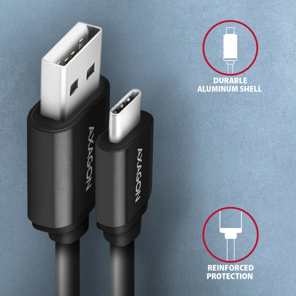 Kabel USB-C na USB-A AXAGON BUCM-AM10TB, 0,6 m, črn Kabel USB-C na USB-A AXAGON BUCM-AM10TB, 0,6 m, črn