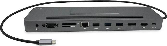 Ergonomska docking postaja i-tec Metal USB-C 4K, 3x zaslon, Power Delivery 85W, siva