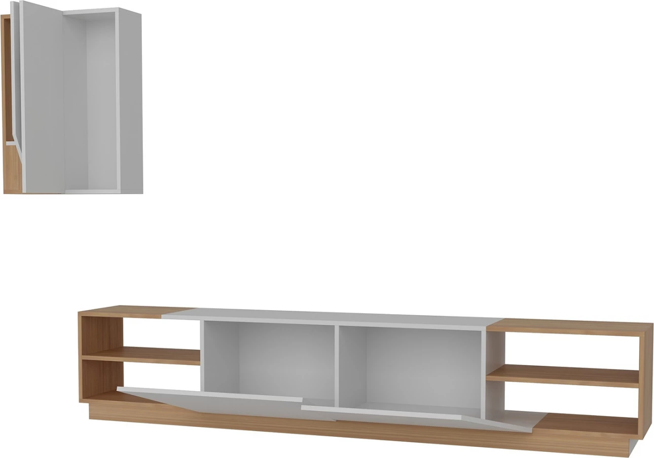 Pohištvo za TV belo-oreh melamin talna enota in stenske omarice 240x37.5x47Hcm.FH9439.01