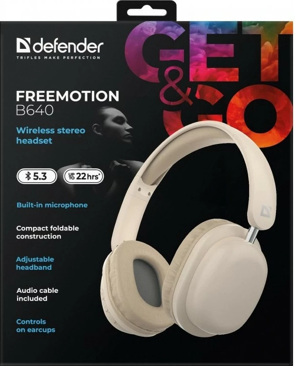 Brezžične slušalke FreeMotion B640 Defender, Bluetooth 5.3, stereo, bež