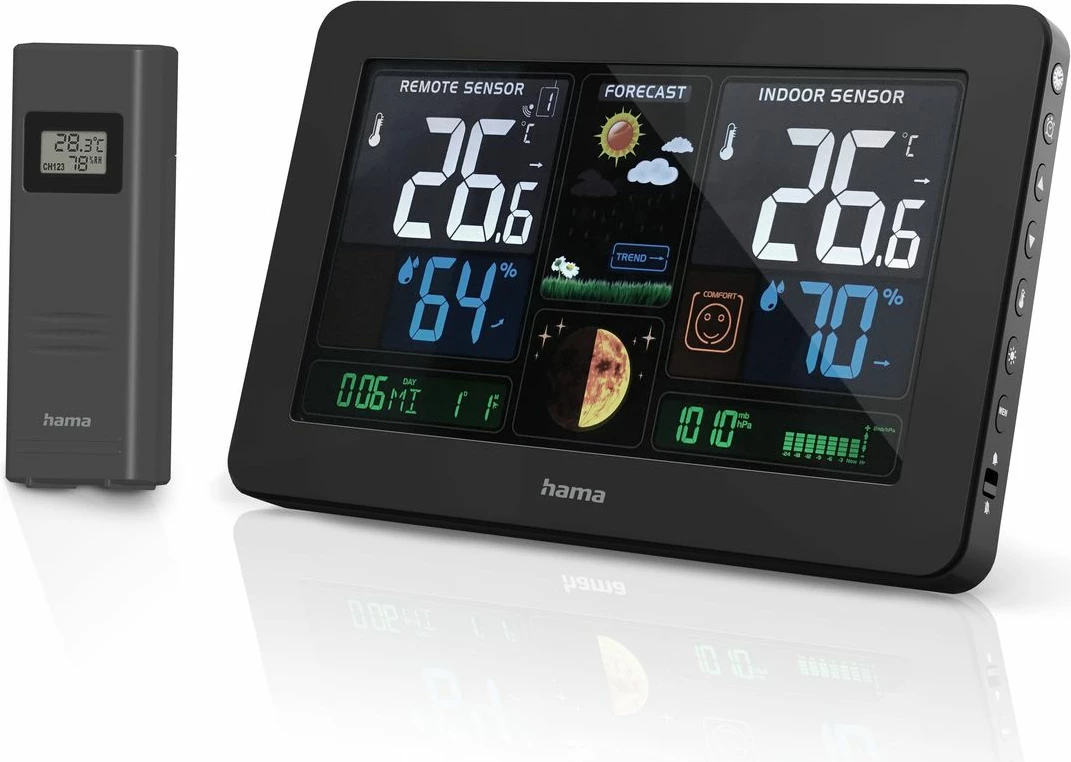Vremenska postaja z USB Hama Premium, črna