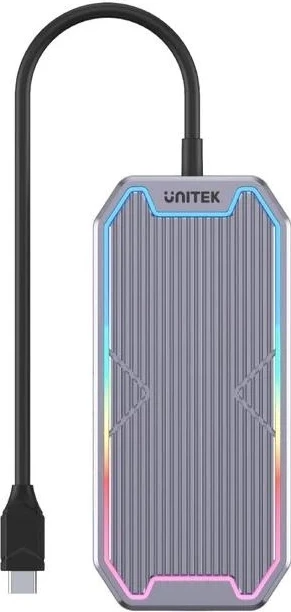 Večfunkcijski hub z USB-C, HDMI, RJ45 in 3,5 mm avdio priključkom, Unitek, sivi