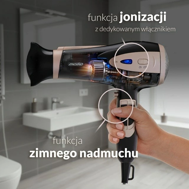 Sušilec za lase Adler MS 2287, 2400 W, črn/šampanj