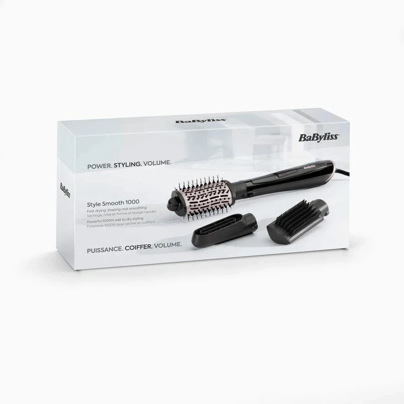 Vroča krtača za sušenje in stiliziranje las Babyliss STYLE SMOOTH 1000 AS128E, črna
