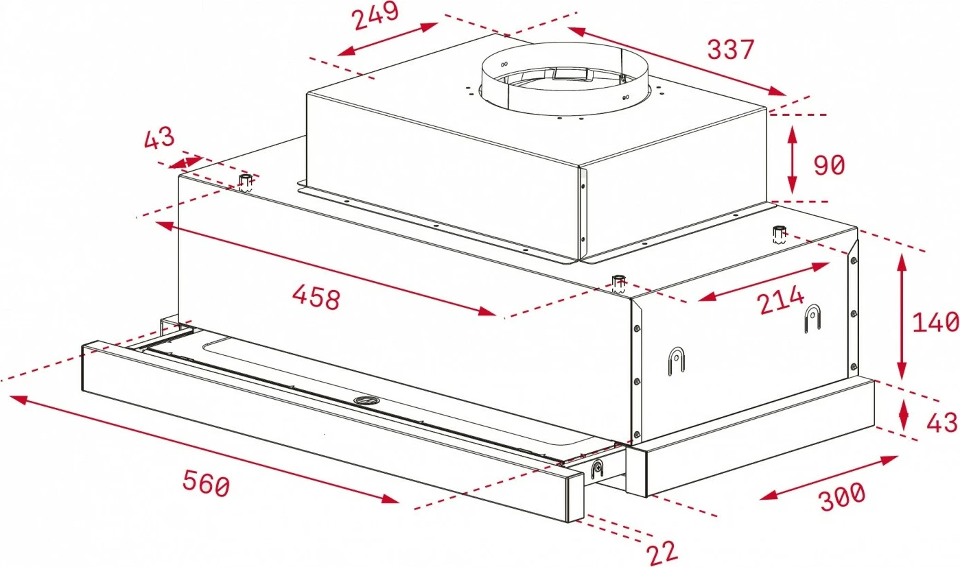 Integriran teleskopski kuhinjski odsesovalnik TEKA CNL 6815 Plus, inox, 60 cm