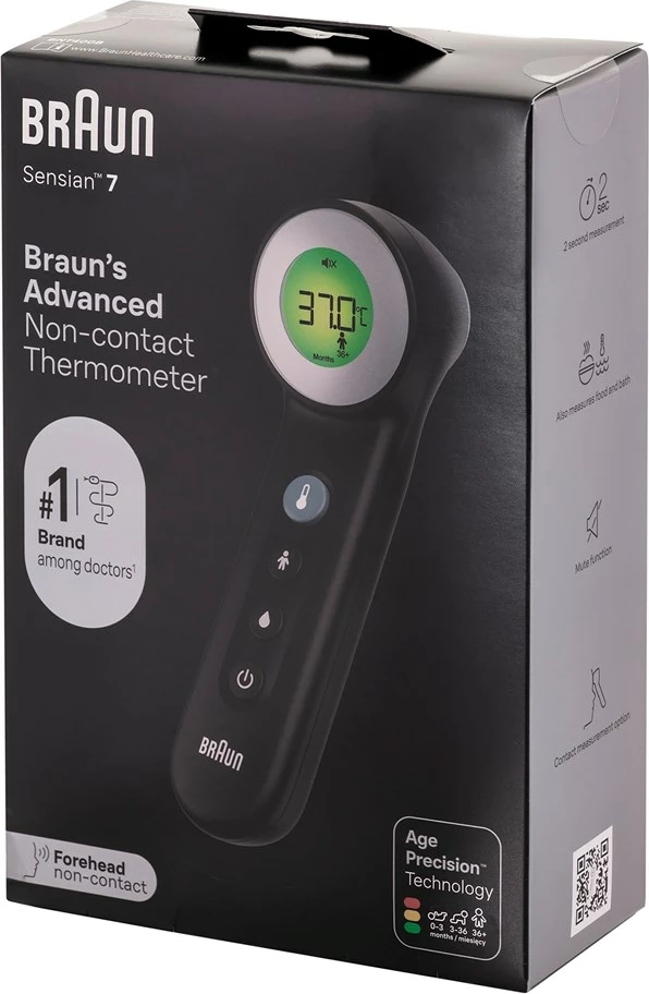 Brezstični termometer za čelo Braun BNT400B, LCD, črn