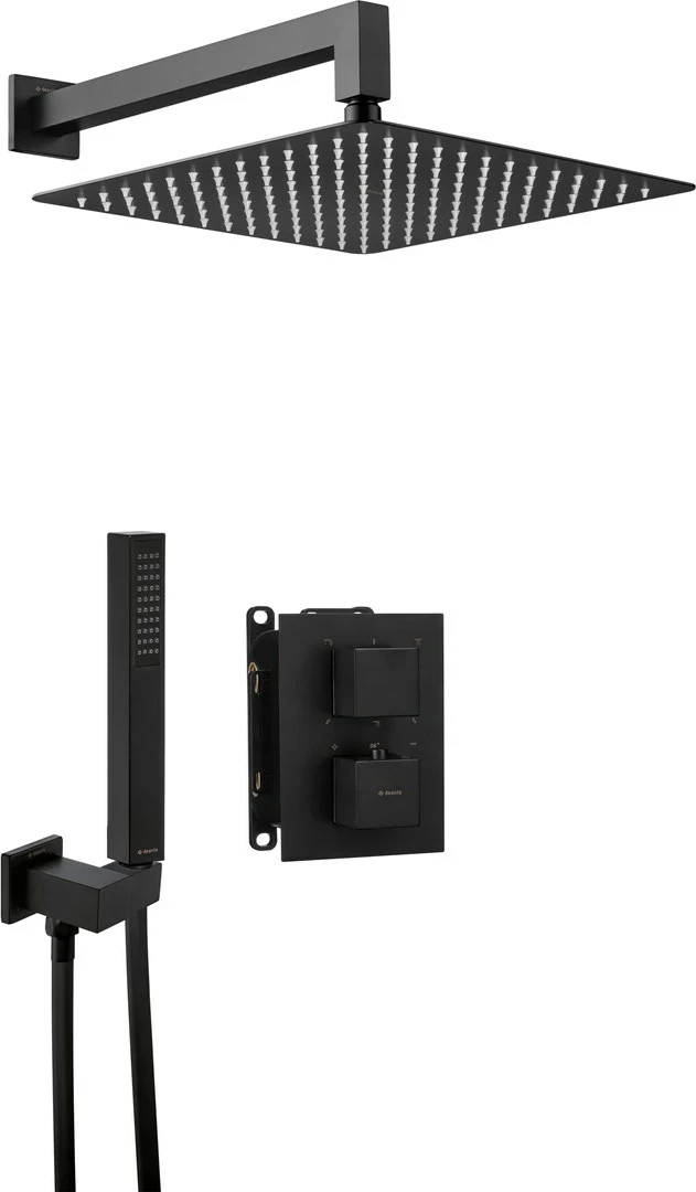 Skrit set za tuš z termostatom, črn Deante