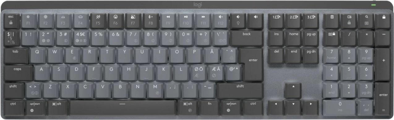 Mekanična tipkovnica MX Mechanical, brezžična, Bluetooth, LED, polna velikost, grafit - Logitech