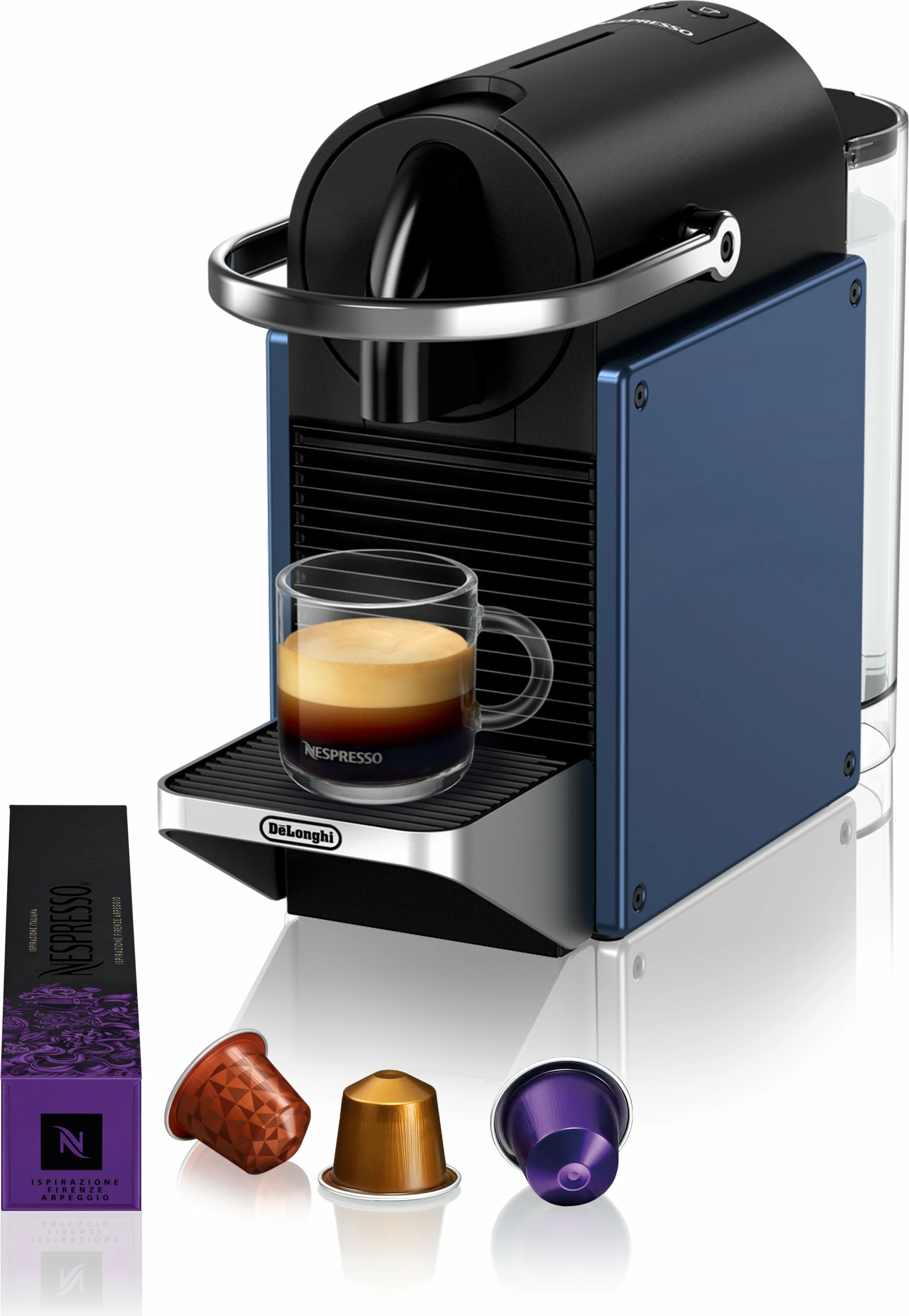 Kapsulni aparat za kavo Nespresso Pixie DeLonghi EN, 1 L, 19 bar, črno/moder