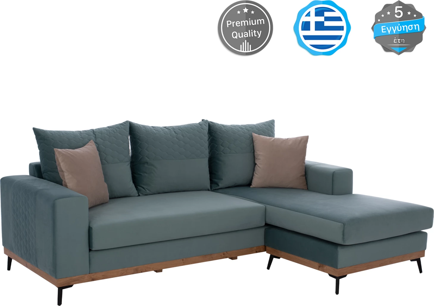 Kotna sedežna garnitura PORTOFINO, barva mete, visoke noge, 2 kosa, zamenljiva, odporna na madeže in vodo