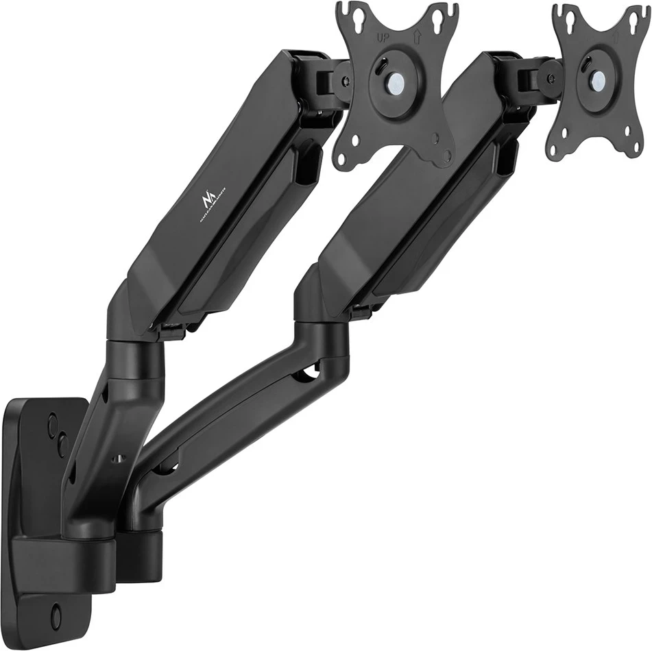 Stenski nosilec za dva monitorja, 17-32'', Maclean MC-988, mehanska vzmet, črn