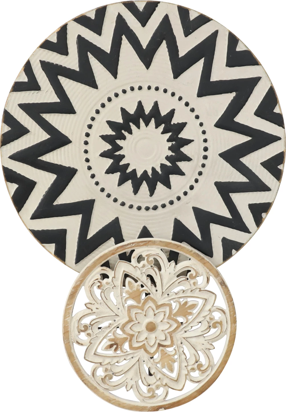 Stenska dekoracija FH7554 kovinska 2-delna nomadski slog - črna, bež, umazano bela