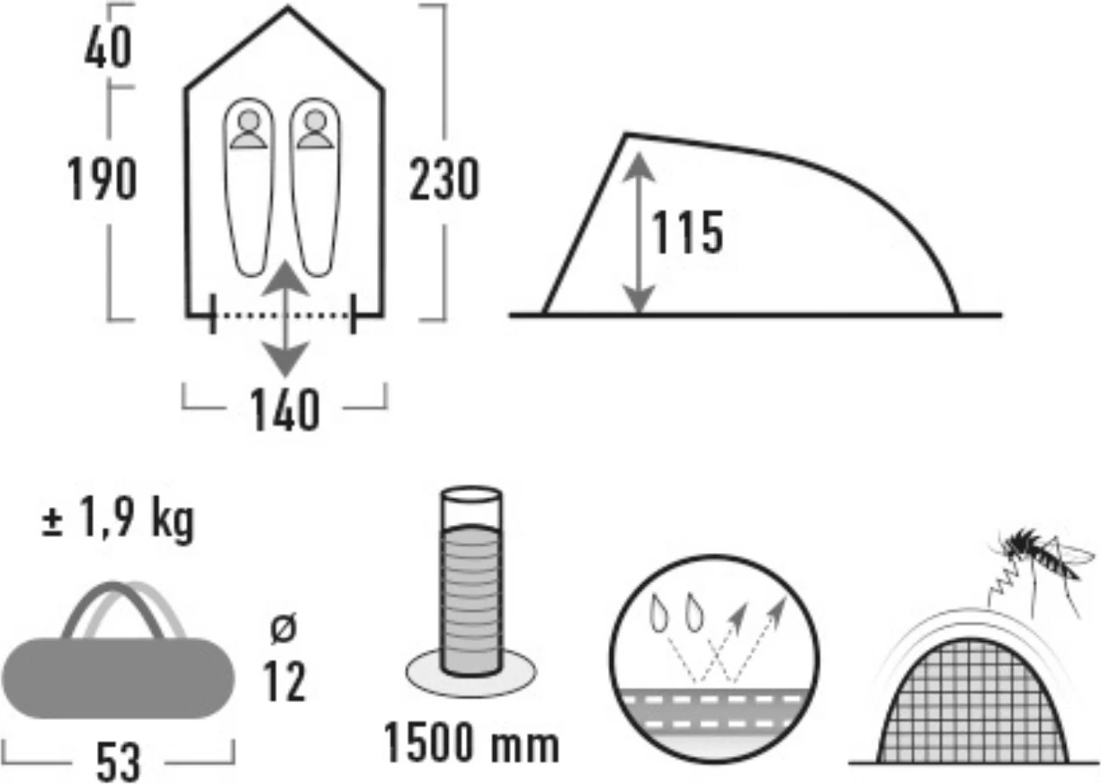 Šotor za dve osebi High Peak, črn