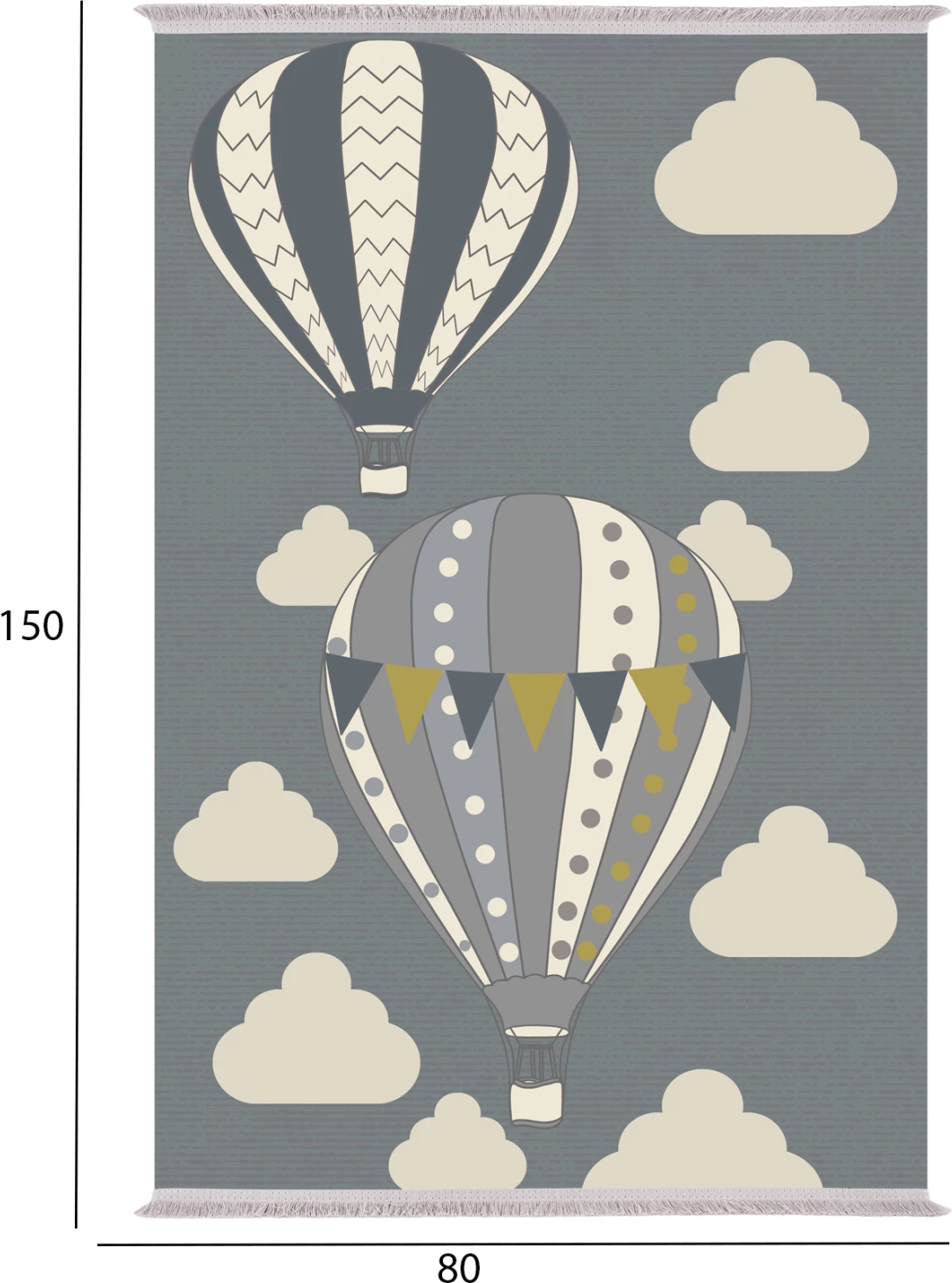 Otroška preproga z resicami FH7678.23 modra - baloni 80Χ150
