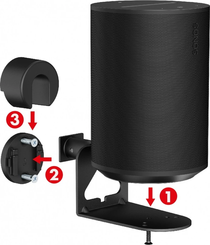 Stenski nosilci za zvočnike za Sonos ERA 100 & 300, Maclean MC-495, 2 kosa, črni