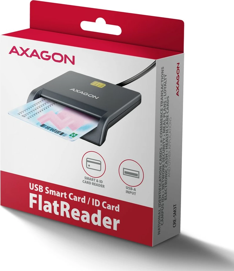 Bralnik identifikacijskih kartic AXAGON CRE-SM3T, USB, 1,3 m, črn Bralnik identifikacijskih kartic AXAGON CRE-SM3T, USB, 1,3 m, črn