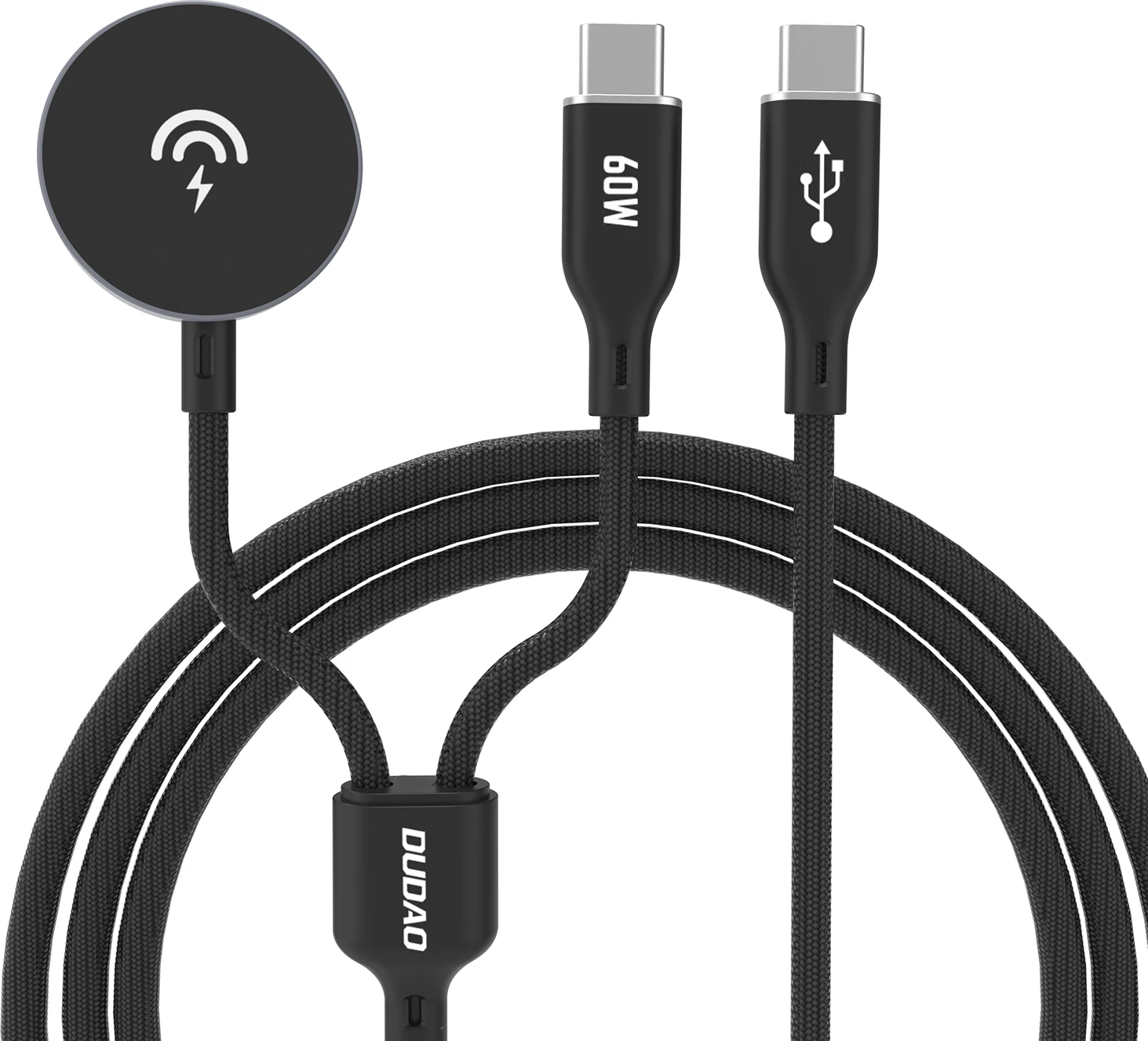 Kabel za polnjenje 2-v-1, 60 W PD, za Apple Watch/USB-C Dudao A12MaxC, črn