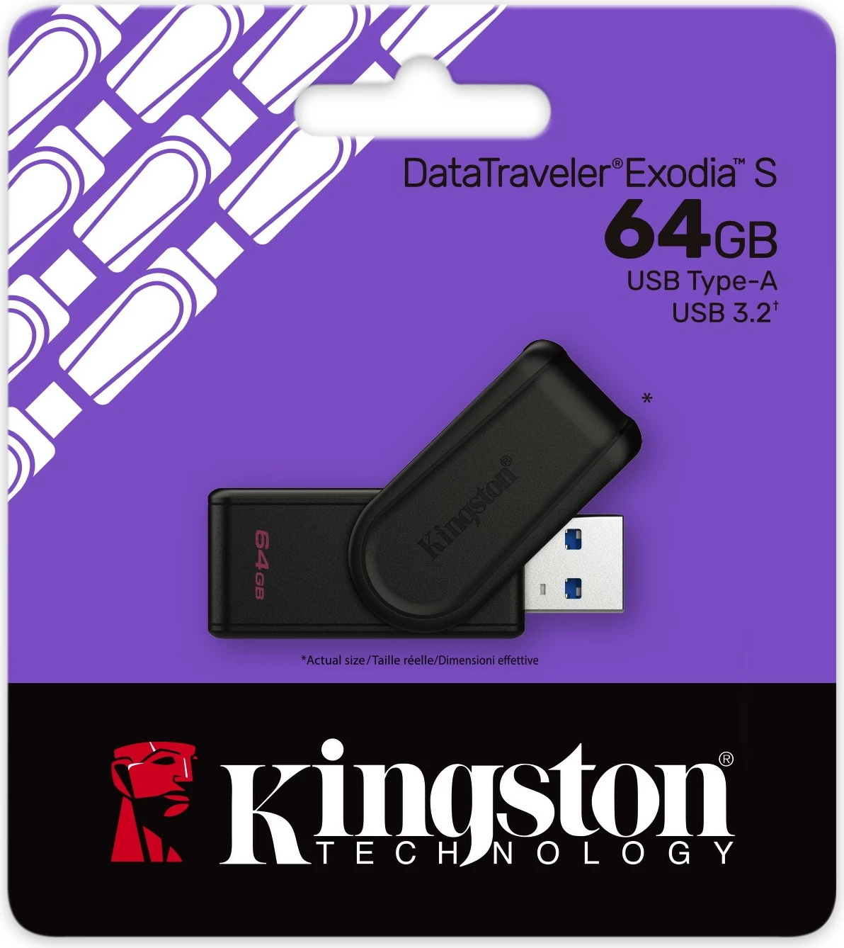 USB ključ Kingston DataTraveler Exodia S 64GB, USB 3.2, črn