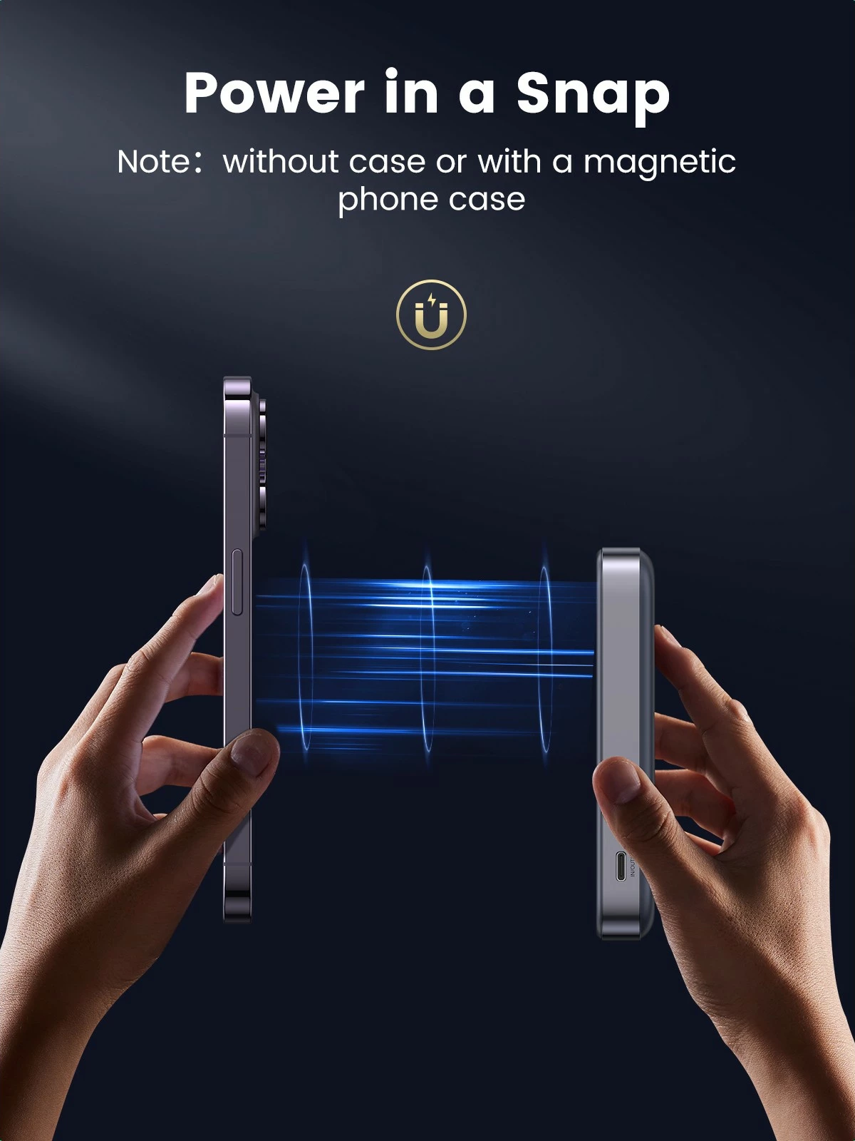 Mini brezžični powerbank 10000mAh, 20W z MagSafe Ugreen, siva