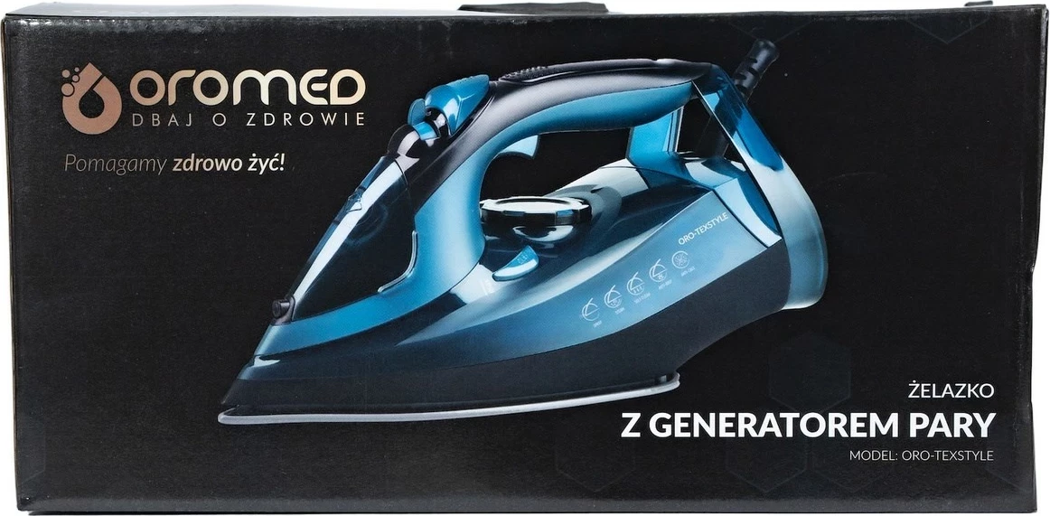 Hekalnik 3200 W, suho in parno likanje, Durilium AirGlide Autoclean, črn/moder Oromed ORO-TEXSTYLE