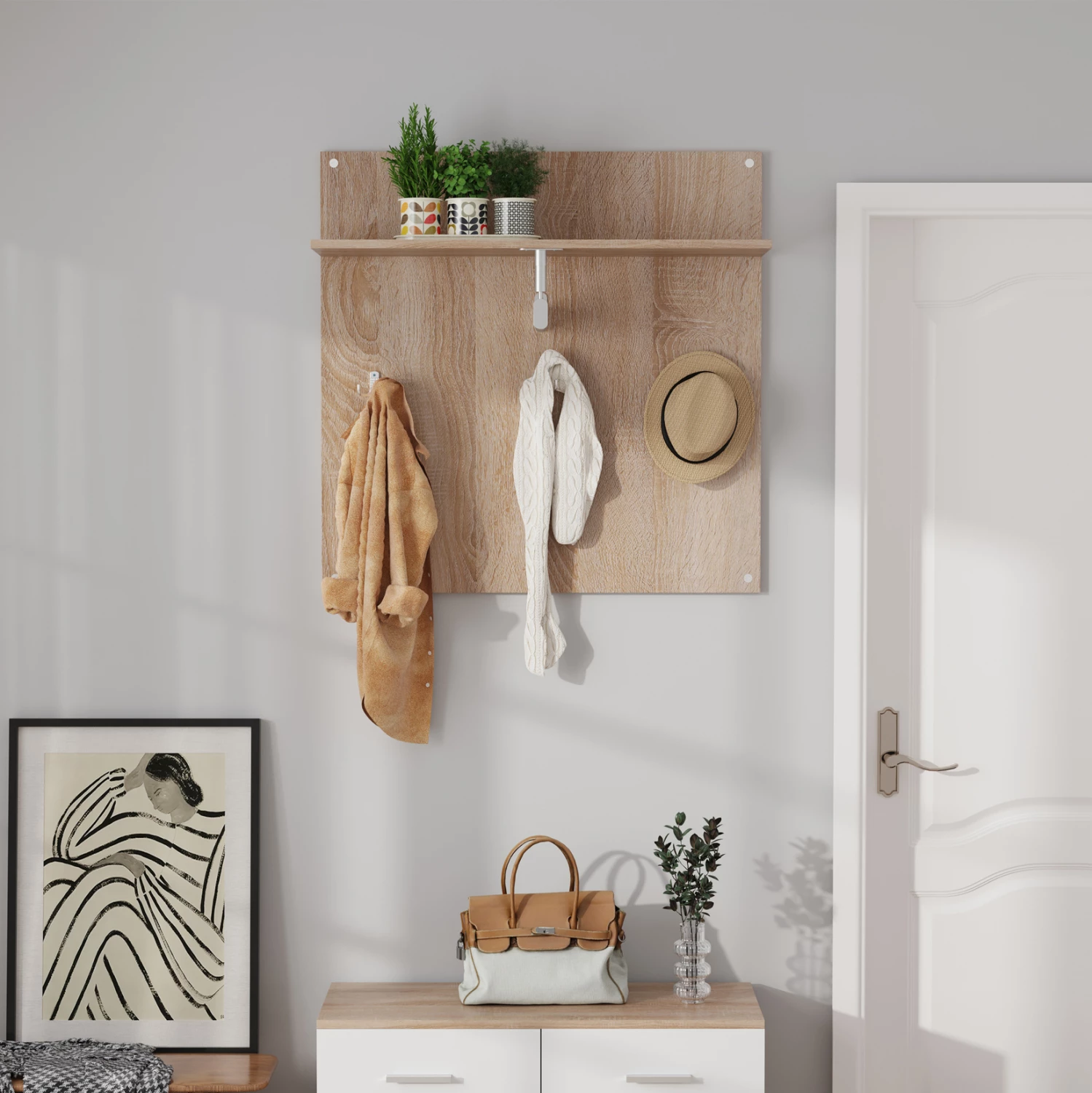 Obešalnik s polico FH4361 melamin v barvi sonama 80x80x25 (globina police) cm