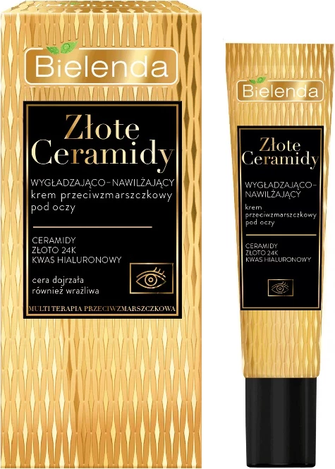 Izravnavajoč in vlažilni krem za oči za ženske Bielenda Golden Ceramides, proti gubam, 15 ml