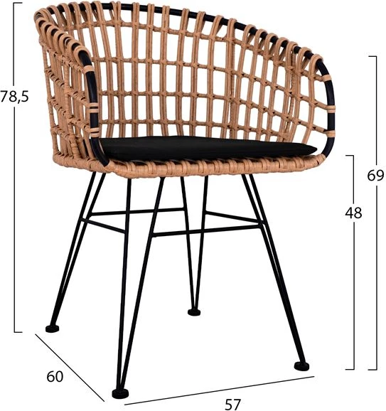 Set 5 kosov Allegra pletena s mizo 140x80x78 bež in črna FH10488