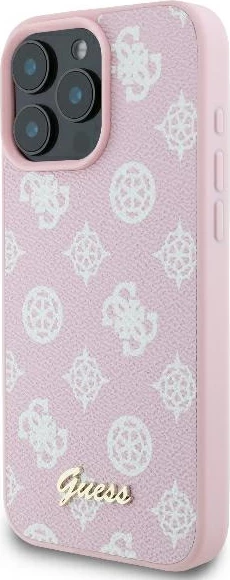 Ovitek za telefon Peony Script Logo MagSafe Guess za iPhone 16 Pro, roza